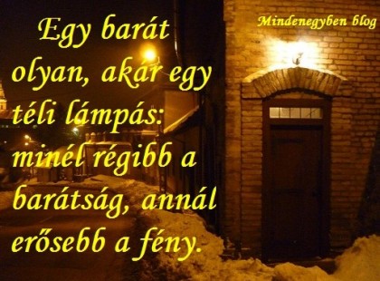 Egy barát olyan, akár egy téli lámpás: minél régibb a barátság, annál erősebb a fény.