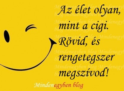 Az élet olyan, mint a cigi. Rövid, és rengetegszer megszívod!