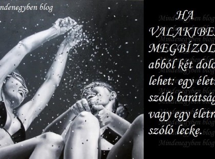 HA VALAKIBEN MEGBÍZOL.. abból két dolog lehet: egy életre szóló barátság, vagy egy életre szóló lecke.