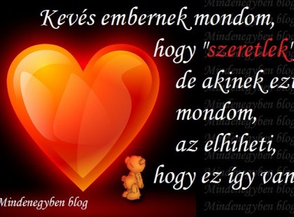 Kevés embernek mondom, hogy szeretlek, de akinek ezt mondom, az elhiheti, hogy ez így van!