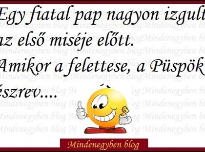 Egy fiatal pap nagyon izgult az első miséje előtt.....