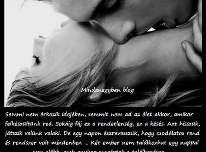 Semmi nem érkezik idejében, semmit nem ad az élet akkor, amikor felkészültünk reá.