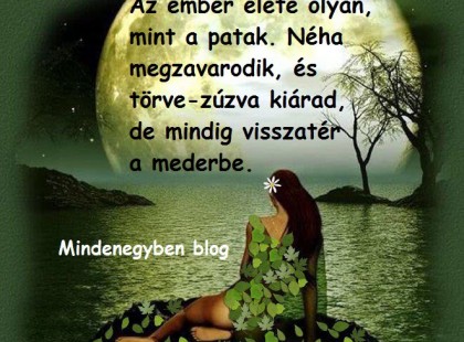 Az ember élete olyan, mint a patak. Néha megzavarodik, és törve-zúzva kiárad, de mindig visszatér a mederbe.