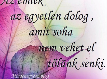 Az emlék az egyetlen dolog , amit soha nem vehet el tőlünk senki.