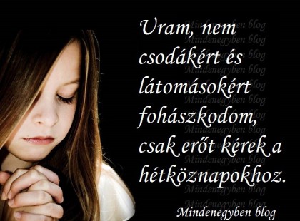 Uram, nem csodákért és látomásokért fohászkodom, csak erőt kérek a hétköznapokhoz.