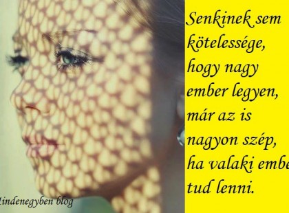 Senkinek sem kötelessége, hogy nagy ember legyen, már az is nagyon szép, ha valaki ember tud lenni.