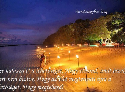 Sose halaszd el a lehetőséget, Hogy elmond, amit érzel, Mert nem biztos, Hogy az élet megteremti újra a lehetőséget, Hogy megtehesd!