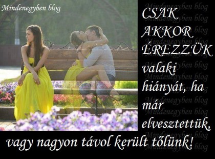 CSAK AKKOR ÉREZZÜK valaki hiányát, ha már elvesztettük, vagy nagyon távol került tőlünk.