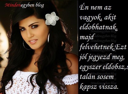 Én nem az vagyok, akit eldobhatnak, majd felvehetnek.Ezt jól jegyezd meg, egyszer eldobsz,s talán sosem kapsz vissza.