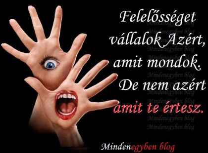 felelősséget vállalok Azért, amit mondok.De nem azért amit te értesz.