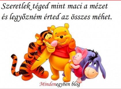 Szeretlek téged mint maci a mézet és legyőzném érted az összes méhet.