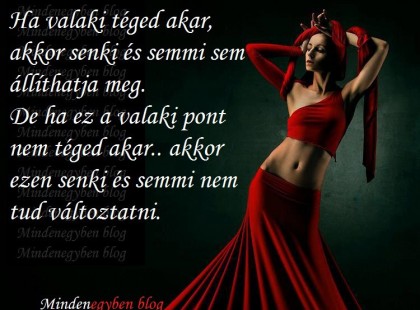 Ha valaki téged akar, akkor senki és semmi sem állíthatja meg. De ha ez a valaki pont nem téged akar.. akkor ezen senki és semmi nem tud változtatni.