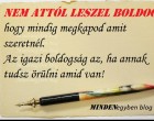 Nem attól leszel boldog, hogy mindig megkapod amit szeretnél. Az igazi boldogság az, ha annak tudsz örülni amid van!
