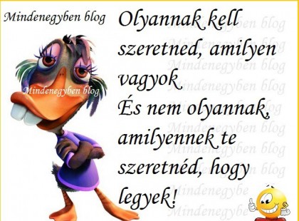 Olyannak kell szeretned, amilyen vagyok És nem olyannak, amilyennek te szeretnéd, hogy legyek!