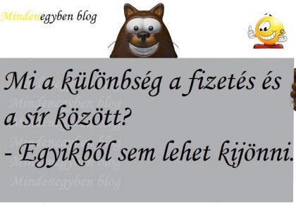 Mi a különbség a fizetés és a sír között? - Egyikből sem lehet kijönni.:)