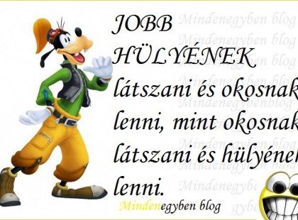 JOBB HÜLYÉNEK látszani és okosnak lenni, mint okosnak látszani és hülyének lenni.:)