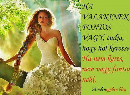 HA VALAKINEK FONTOS VAGY, tudja, hogy hol keressen. Ha nem keres, nem vagy fontos neki.