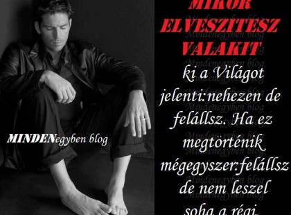 Mikor elveszítesz valakit ki a Világot jelenti:nehezen de felállsz. Ha ez megtörténik mégegyszer: felállsz de nem leszel soha a régi.