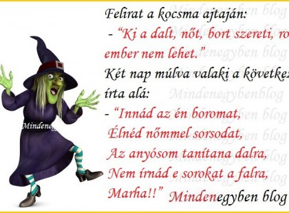 Felirat a kocsma ajtaján.....