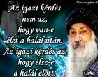 Az igazi kérdés nem az, hogy van-e élet a halál után. Az igazi kérdés az, hogy élsz-e a halál előtt.Osho.