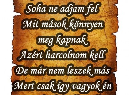 Nekem az lett a sorsom Soha ne adjam fel...