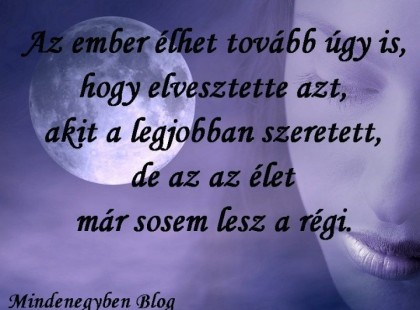 Az ember élhet tovább úgy is, hogy elvesztette azt, akit a legjobban szeretett, de az az élet már sosem lesz a régi.