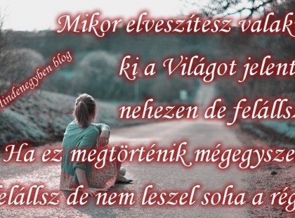 Mikor elveszítesz valakit ki a Világot jelenti...