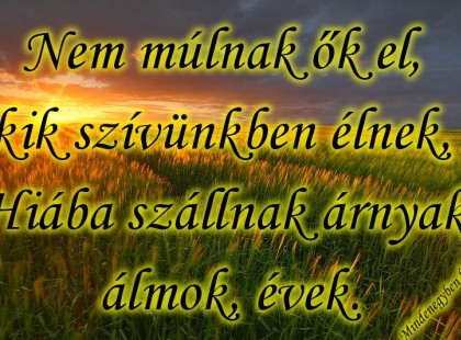 Nem múlnak ők el, kik szívünkben élnek, Hiába szállnak árnyak, álmok, évek.