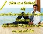 Nem az a barátod, aki szemtől-szembe kedves hozzád, hanem az, aki a hátad mögött sem mond rosszat rólad!!!