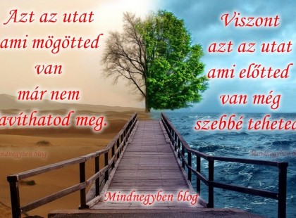 Azt az utat ami mögötted van már nem javíthatod meg. Viszont azt az utat ami előtted van még szebbé teheted!