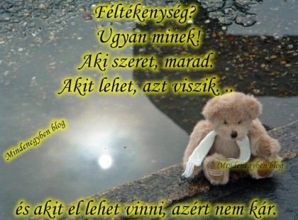 Féltékenység? Ugyan minek! Aki szeret, marad. Akit lehet, azt viszik. .. és akit el lehet vinni, azért nem kár.