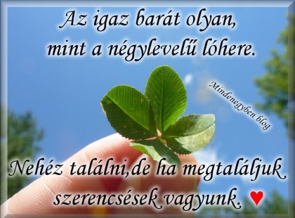 Az igaz barát olyan, mint a négylevelű lóhere.Nehéz találni,de ha megtaláljuk szerencsések vagyunk.♥