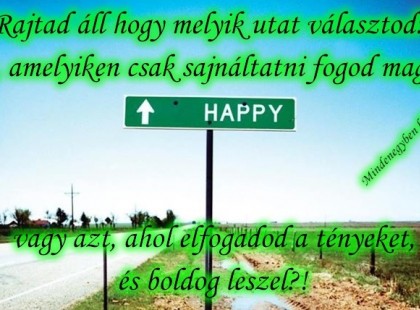 Rajtad áll hogy melyik utat választod: azt, amelyiken csak sajnáltatni fogod magad, vagy azt, ahol elfogadod a tényeket, és boldog leszel?!