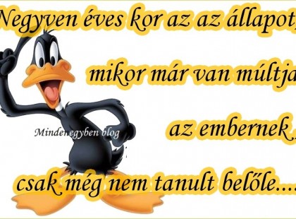 Negyven éves kor az az állapot,mikor már van múltja az embernek ,csak még nem tanult belőle....