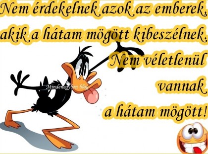 Nem érdekelnek azok az emberek, akik a hátam mögött kibeszélnek. Nem véletlenül vannak a hátam mögött! :)