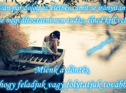 Van pár dolog az életben, amit se irányítani, se megváltoztatni nem tudsz, élned kell vele. Miénk a döntés, hogy feladjuk vagy folytatjuk tovább.