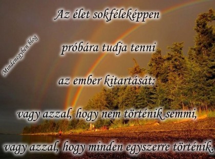 Az élet sokféleképpen próbára tudja tenni az ember kitartását: vagy azzal, hogy nem történik semmi, vagy azzal, hogy minden egyszerre történik.