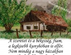 A szeretet és a békesség, fiam, a legkisebb kunyhóban is elfér. Nem mindég a nagy házakban élnek boldog emberek.