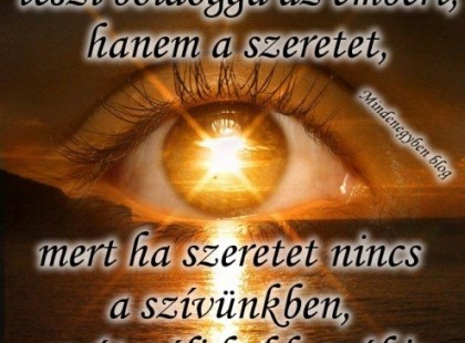 Nem a gazdagság teszi boldoggá az embert, hanem a szeretet, mert ha szeretet nincs a szívünkben, az útszéli koldusnál is szegényebbek vagyunk.