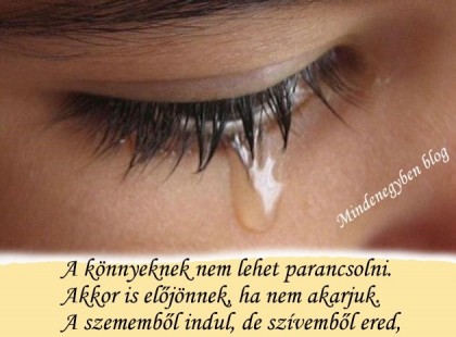 A könnyeknek nem lehet parancsolni. Akkor is előjönnek, ha nem akarjuk. A szememből indul, de szívemből ered, az arcomon gördül, de lelkemre csepeg.