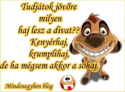 Tudjátok jövőre milyen haj lesz a divat??? Kenyérhaj,krumplihaj,de ha mégsem akkor a sóhaj.