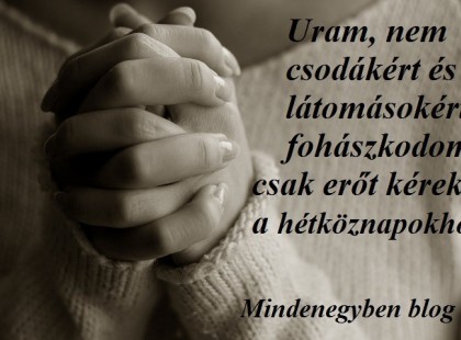 Uram, nem csodákért és látomásokért fohászkodom, csak erőt kérek a hétköznapokhoz...