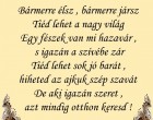 Bármerre élsz , bármerre jársz Tiéd lehet a nagy világ Egy fészek van mi hazavár , s igazán a szívébe zár Tiéd lehet sok jó barát , hiheted az ajkuk szép szavát De aki igazán szeret , azt mindig otthon keresd !
