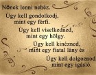 Nőnek lenni nehéz ! Úgy kell gondolkodnod, mint egy férfi.. Úgy kell viselkedned, mint egy hölgy.. Úgy kell kinézned, mint egy fiatal lány.. ..és úgy kell dolgoznod, mint egy igásló.