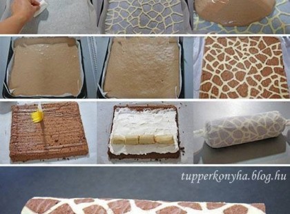 Zsiráf mintás piskótatekercs