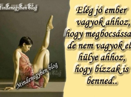 Elég jó ember vagyok ahhoz, hogy megbocsássak. de nem vagyok elég hülye ahhoz, hogy bízzak is benned..