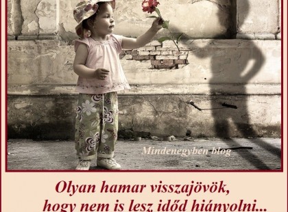 Olyan hamar visszajövök, hogy nem is lesz időd hiányolni... Vigyázz a szívemre... itt hagytam nálad!