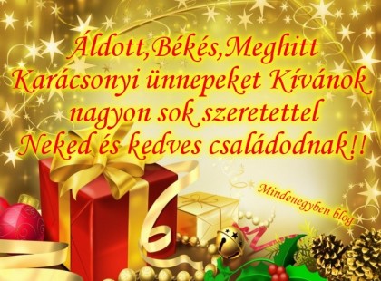 Áldott,Békés,Meghitt Karácsonyi ünnepeket Kívánok nagyon sok szeretettel Neked és kedves családodnak!!