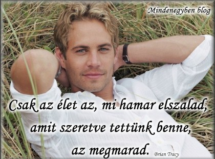 Csak az élet az, mi hamar elszalad, amit szeretve tettünk benne, az megmarad.-Brian Tracy