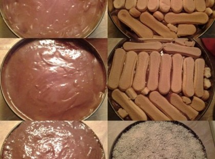 Csokis, kókuszos torta babapiskótából recept